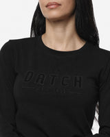T-shirt a maniche lunghe con ricamo e strass