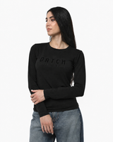 T-shirt a maniche lunghe con ricamo e strass