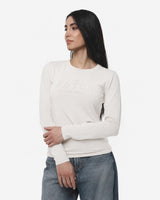 T-shirt a maniche lunghe con ricamo e strass