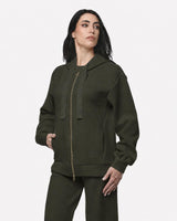 Felpa con cappuccio e zip in interlock