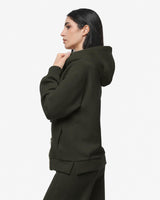 Felpa con cappuccio e zip in interlock