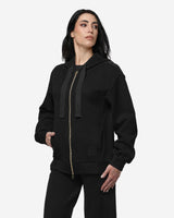 Felpa con cappuccio e zip in interlock