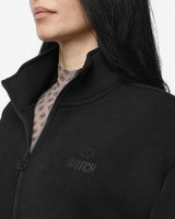 Felpa a mezzo collo con zip in scuba e strass