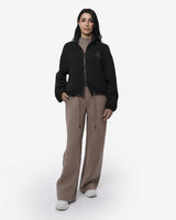 Felpa a mezzo collo con zip in scuba e strass