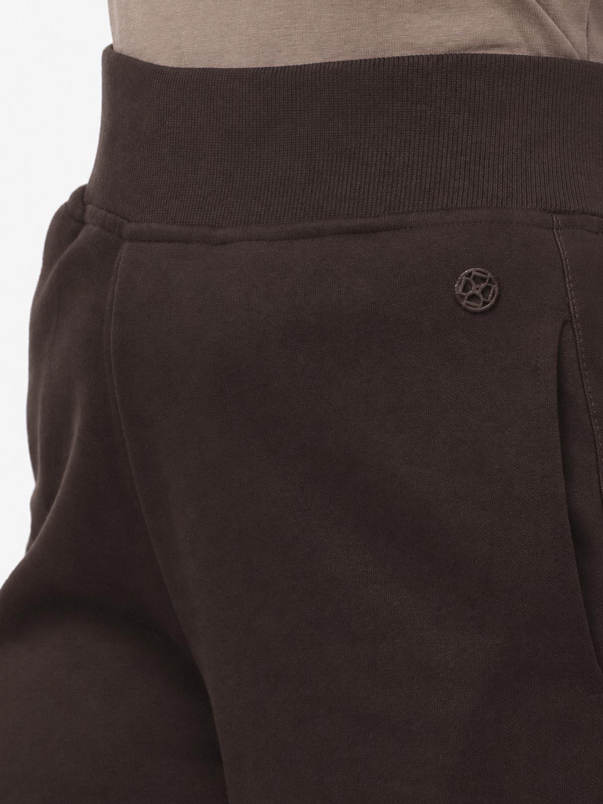 Pantaloni a gamba larga in felpa con banda in ecopelle
