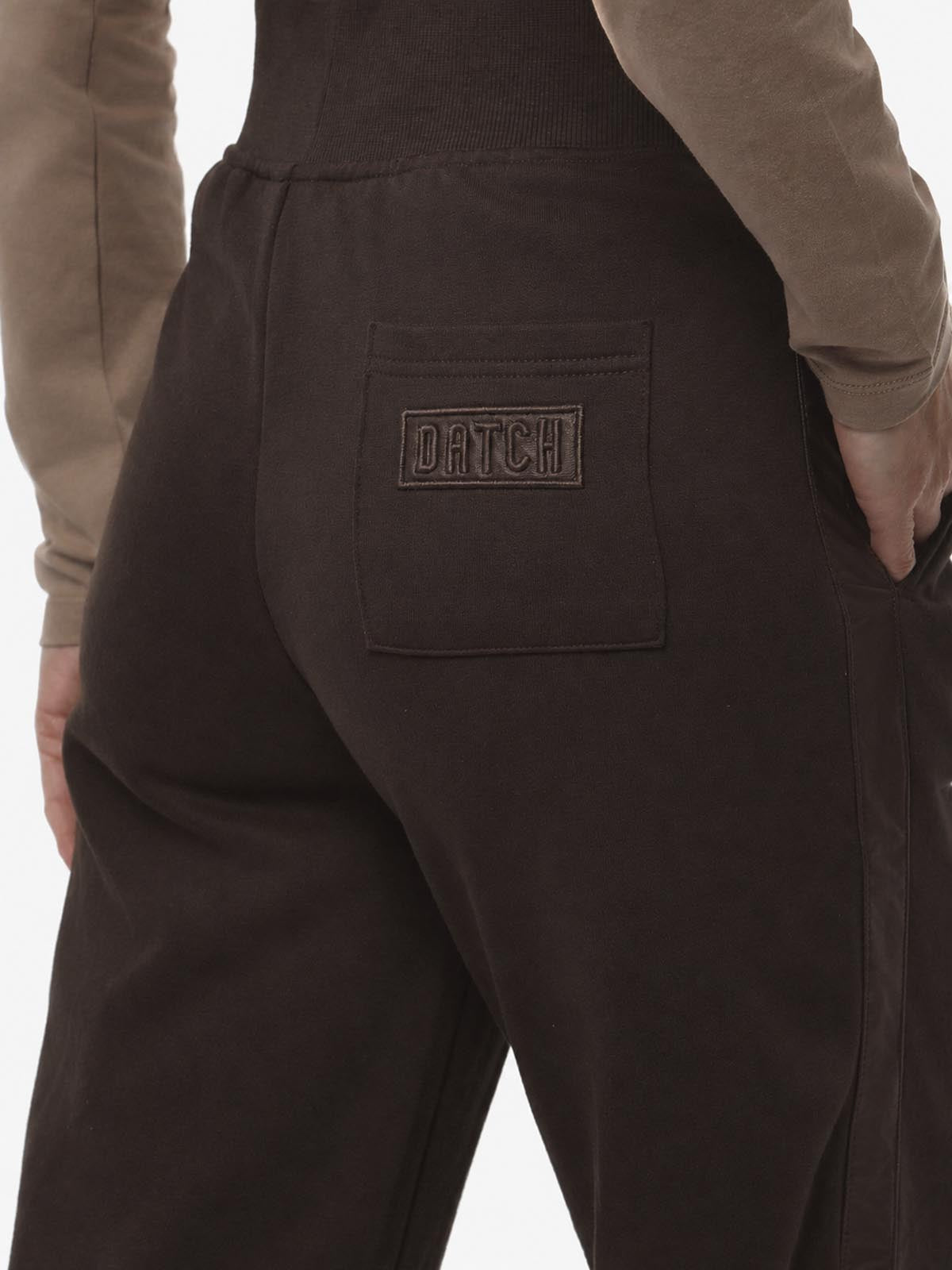 Pantaloni a gamba larga in felpa con banda in ecopelle