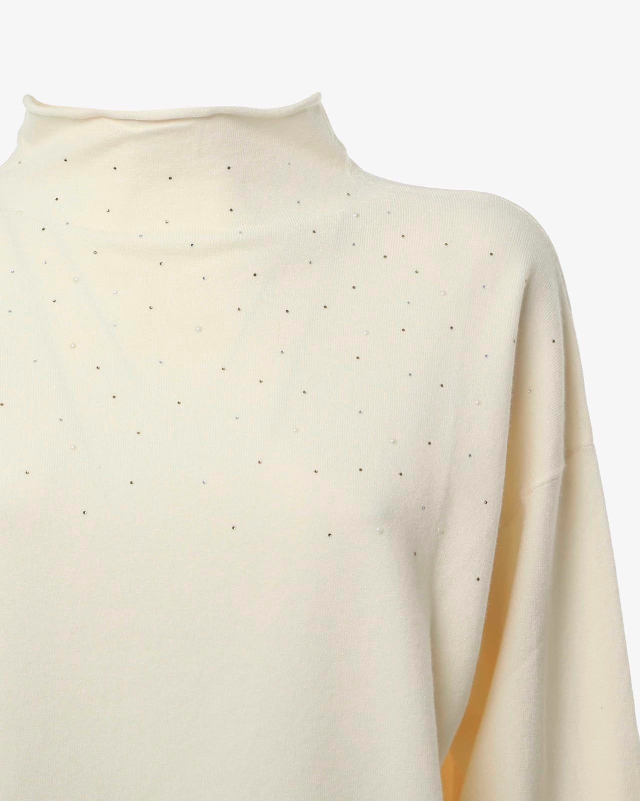 Maglia con collo vulcano e strass
