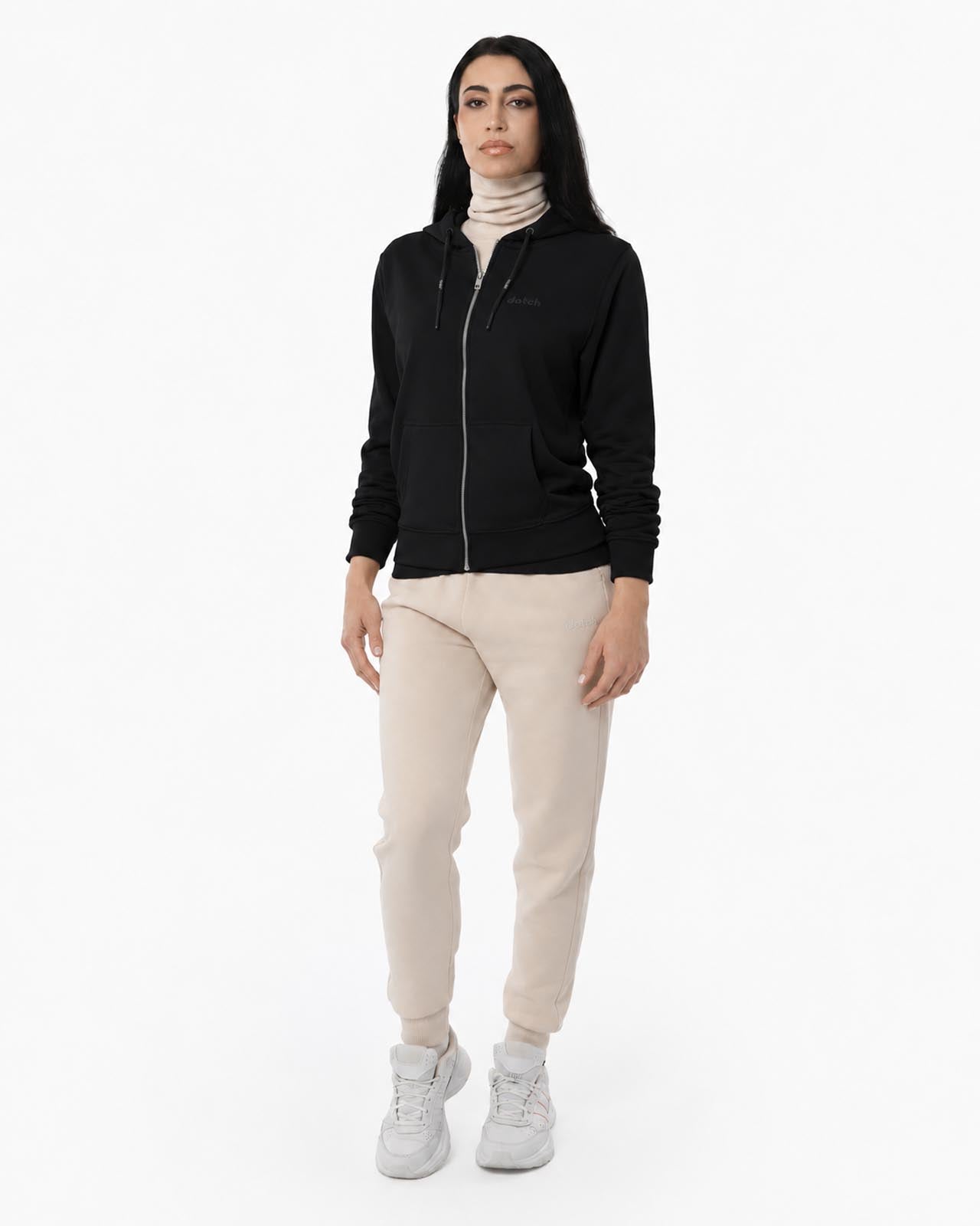 Felpa zip con cappuccio donna