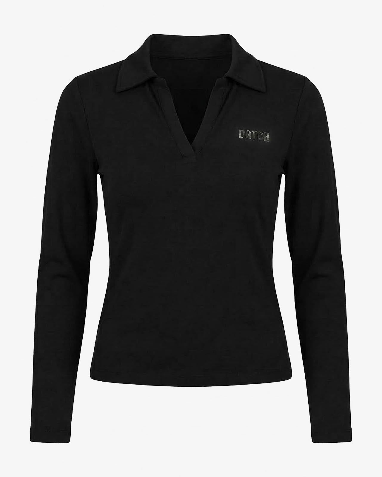 T-shirt con collo polo e strass