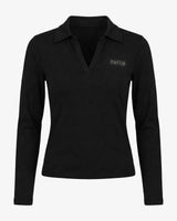 T-shirt con collo polo e strass