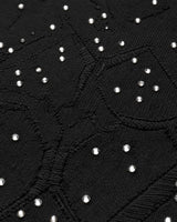 Maglia girocollo con strass e logo jacquard