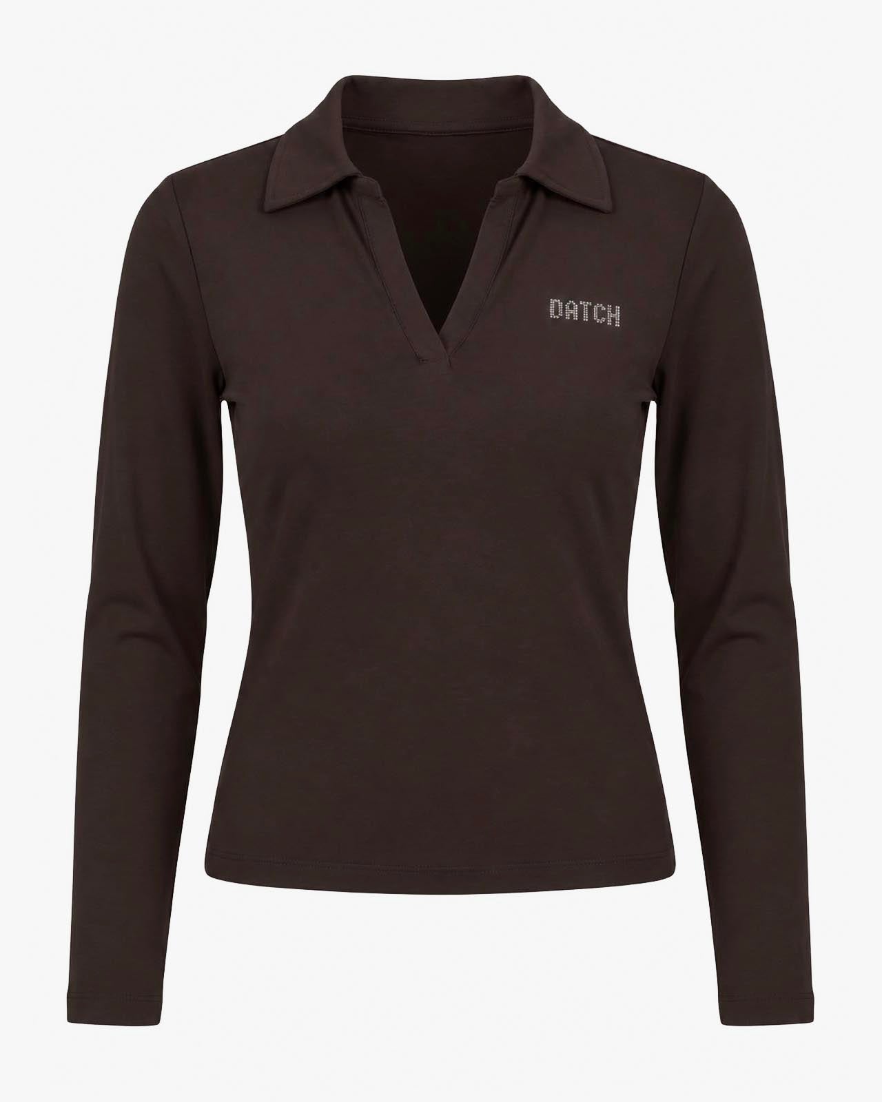 T-shirt con collo polo e strass