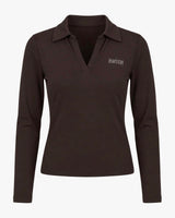 T-shirt con collo polo e strass