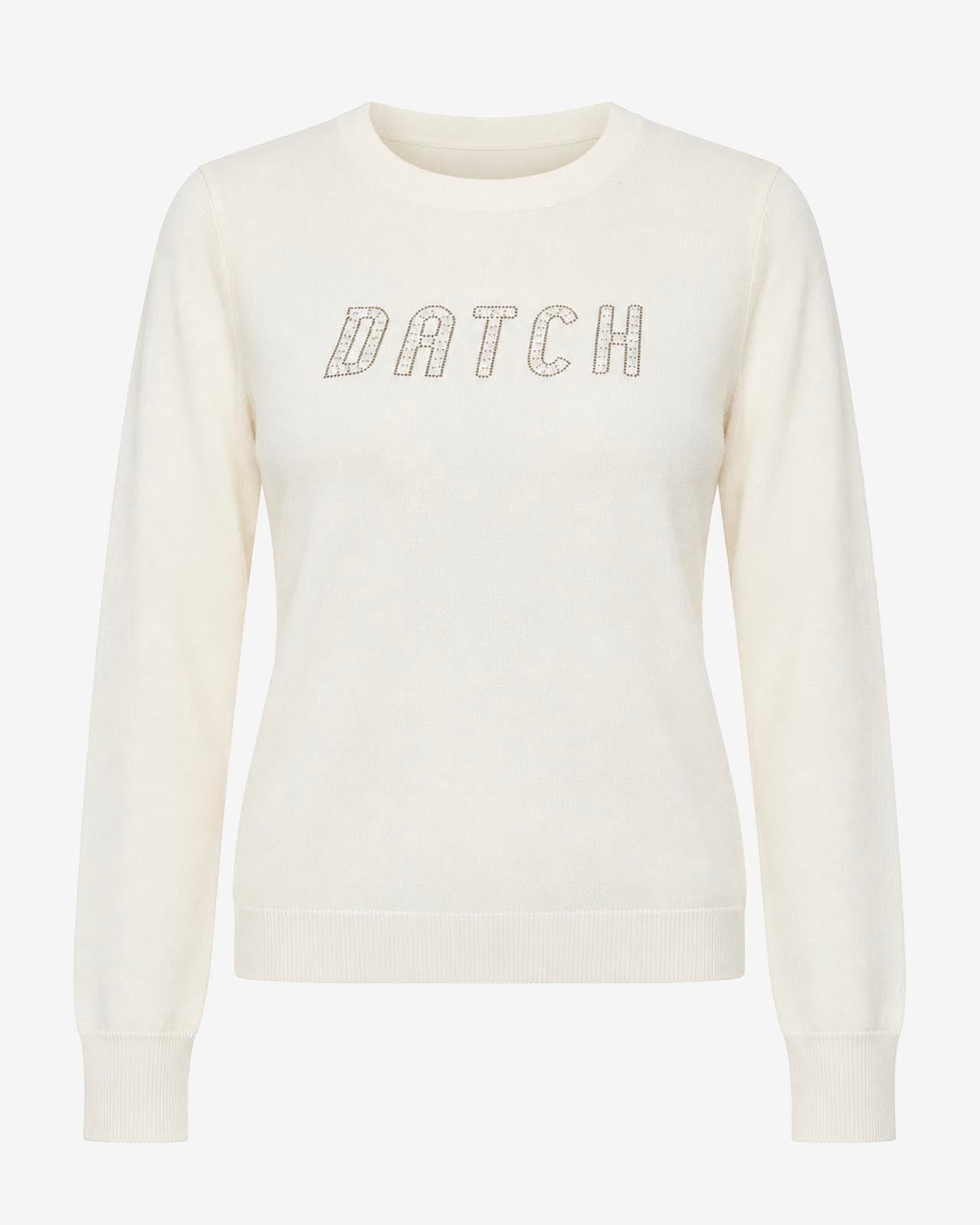 Maglia girocollo con strass e logo