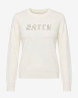 Maglia girocollo con strass e logo