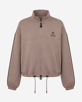 Felpa a mezzo collo con zip in scuba e strass