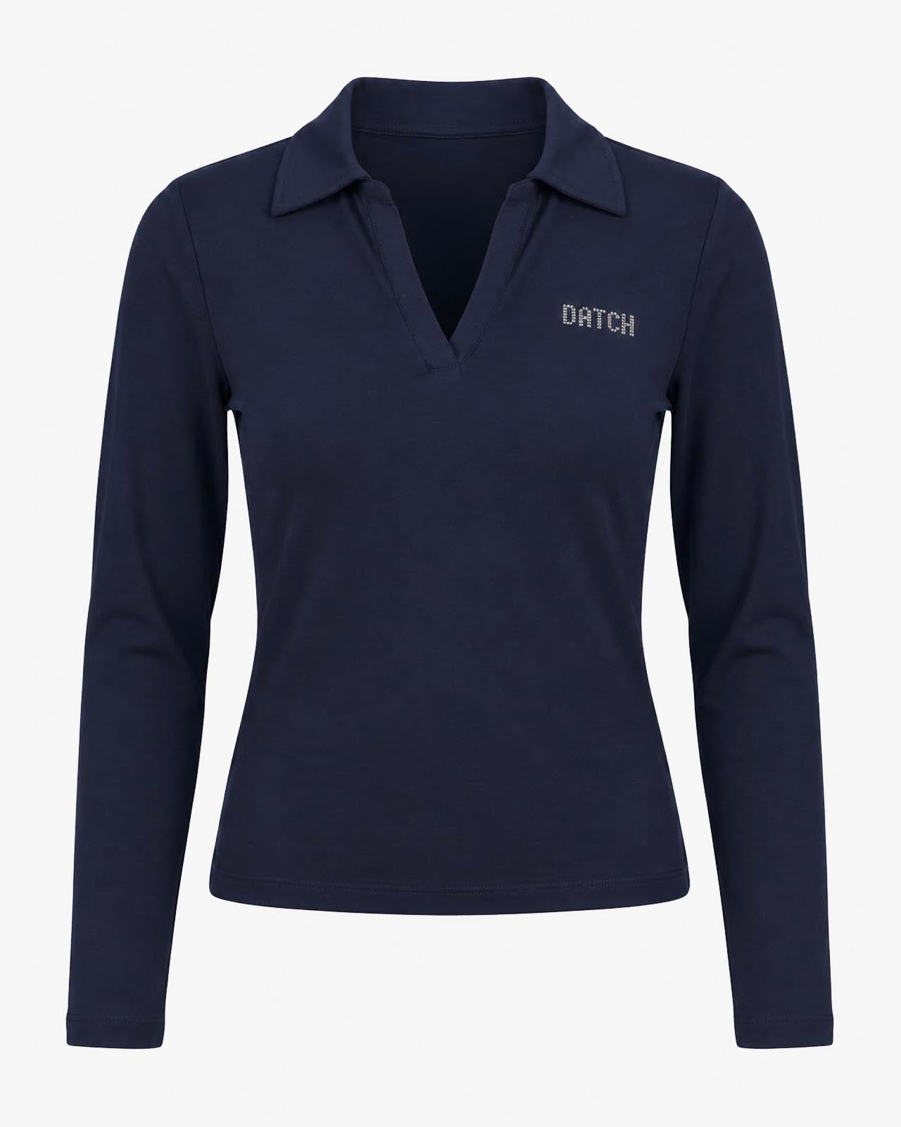T-shirt con collo polo e strass