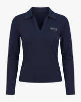 T-shirt con collo polo e strass