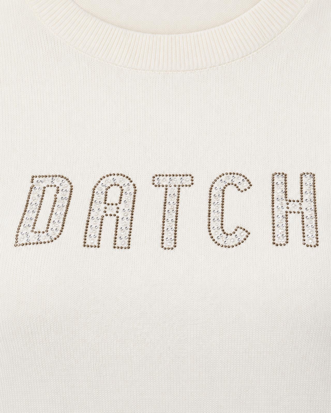 Maglia girocollo con strass e logo