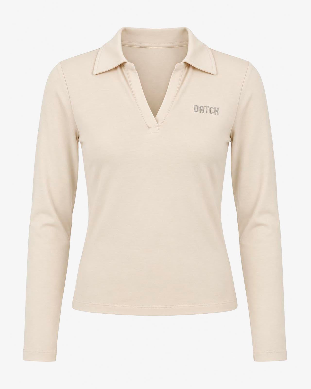 T-shirt con collo polo e strass