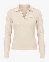 T-shirt con collo polo e strass