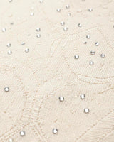 Maglia girocollo con strass e logo jacquard