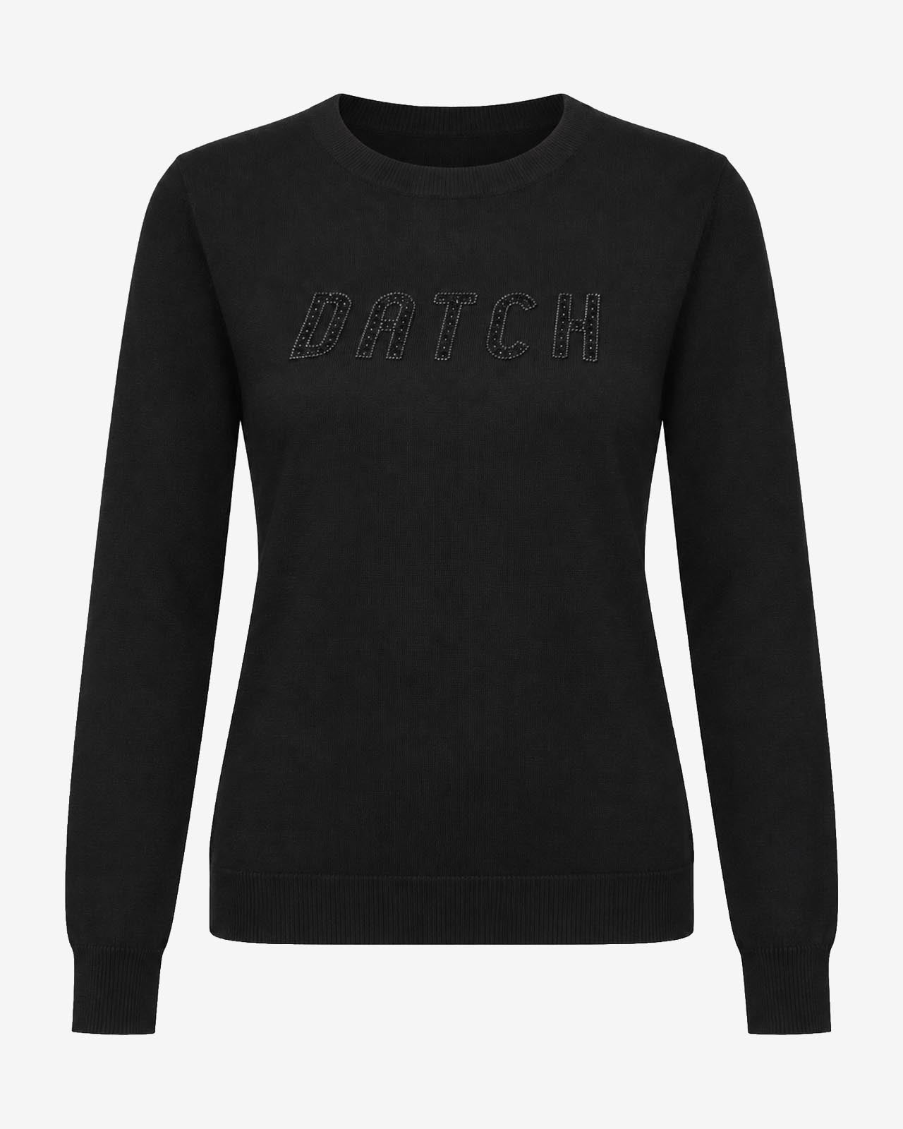 Maglia girocollo con strass e logo