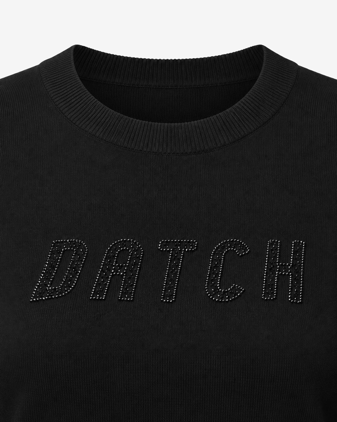 Maglia girocollo con strass e logo