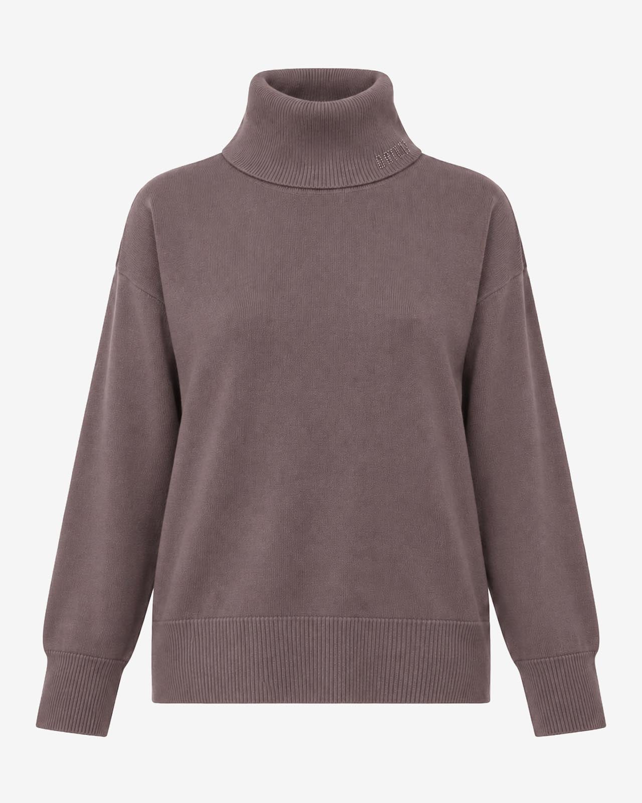 Maglia a collo alto a maniche lunghe con strass