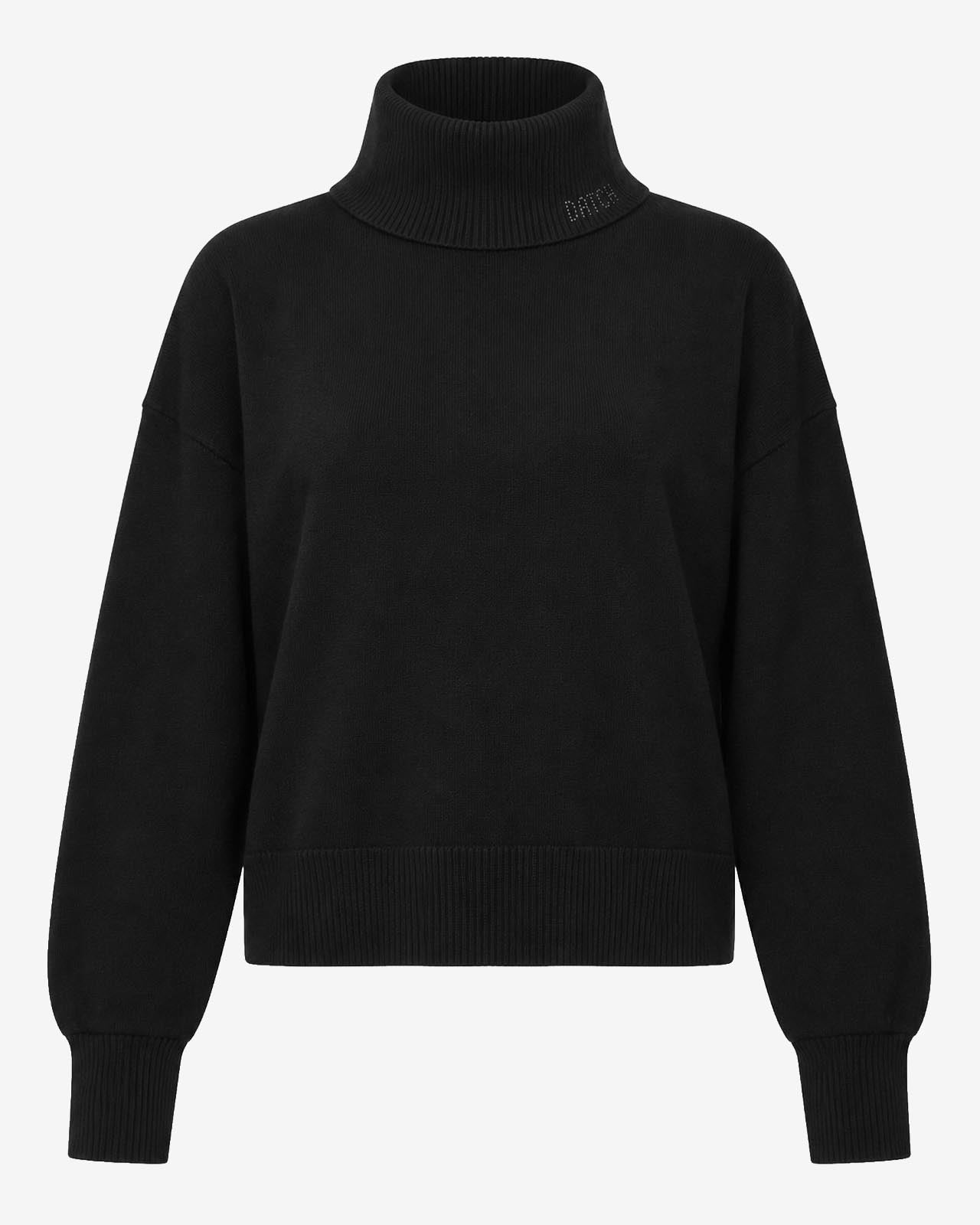 Maglia a collo alto a maniche lunghe con strass