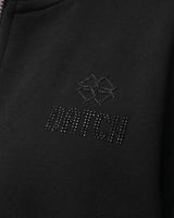 Felpa a mezzo collo con zip in scuba e strass