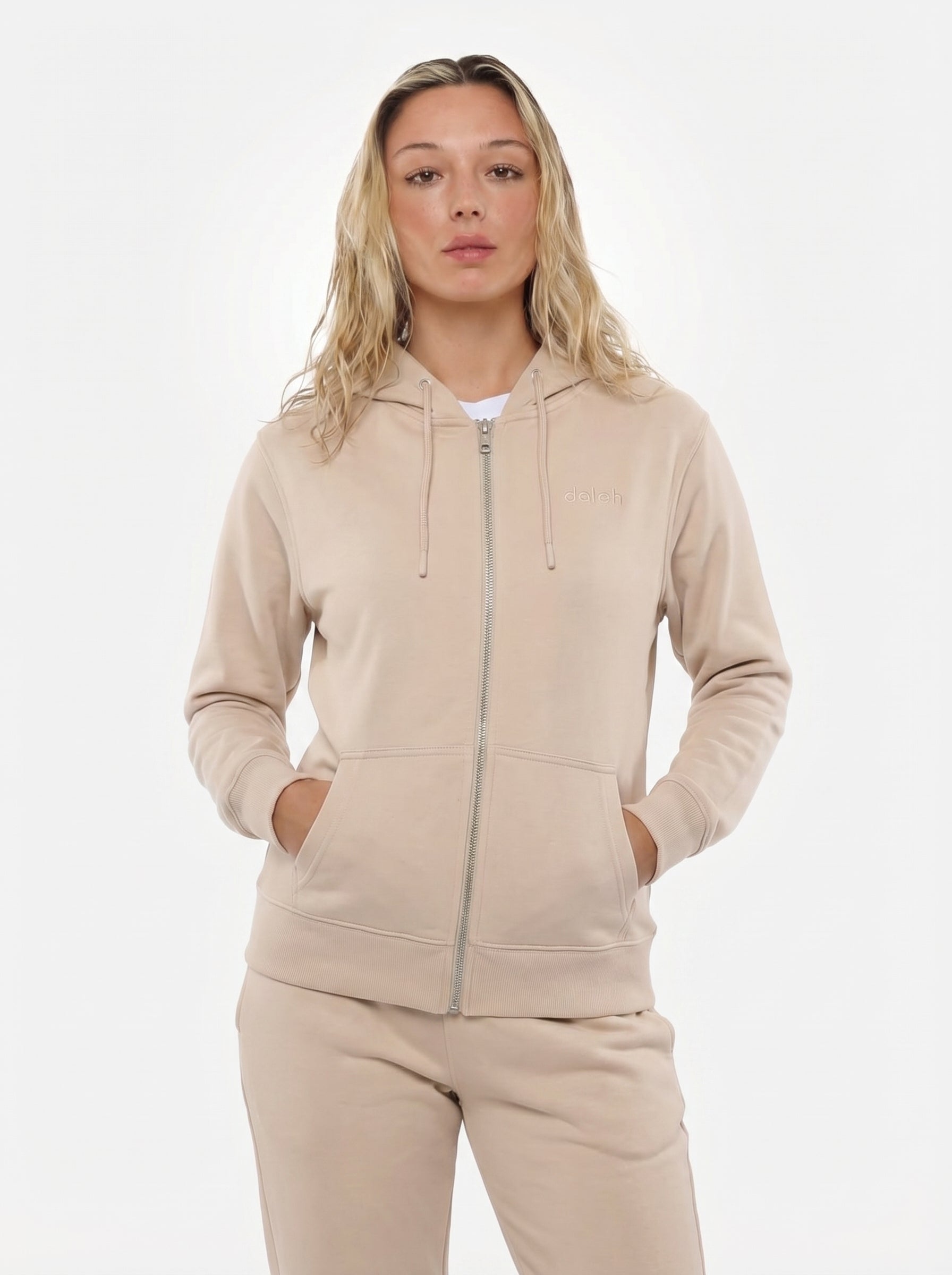 Felpa cotone zip frontale, con cappuccio