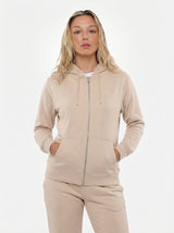 Felpa cotone zip frontale, con cappuccio