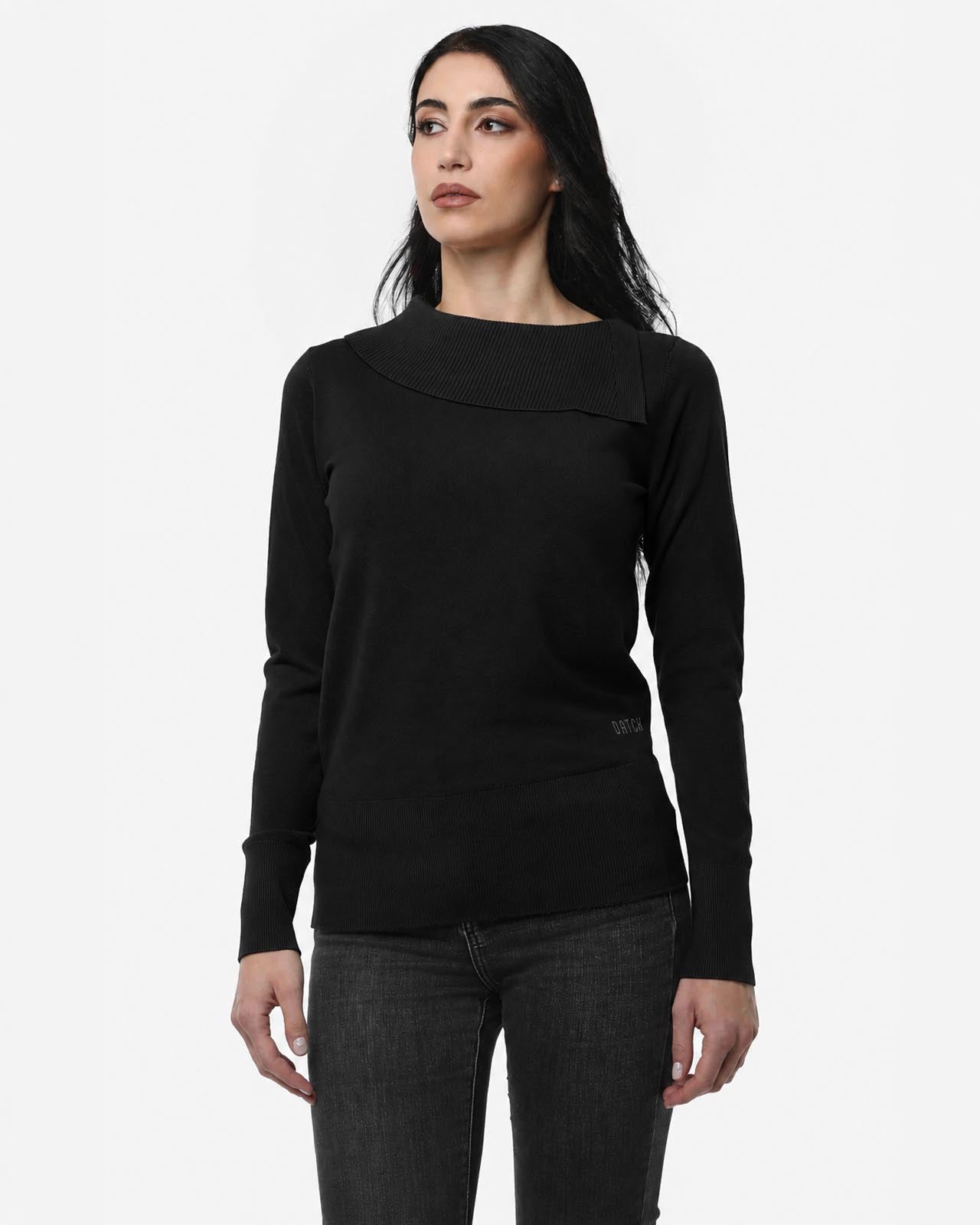 Maglia con scollo asimmetrico e strass