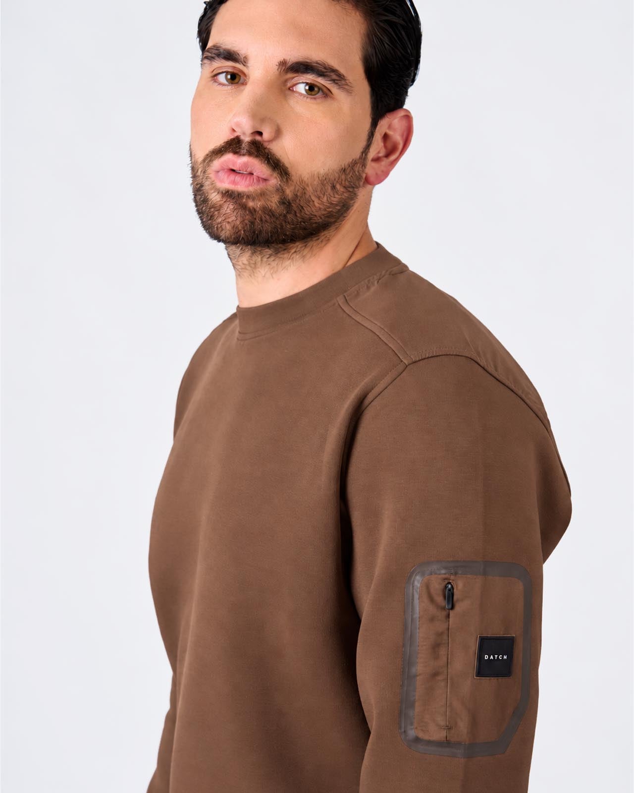 Felpa girocollo in interlock con inserti in nylon
