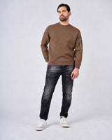 Felpa girocollo in interlock con inserti in nylon