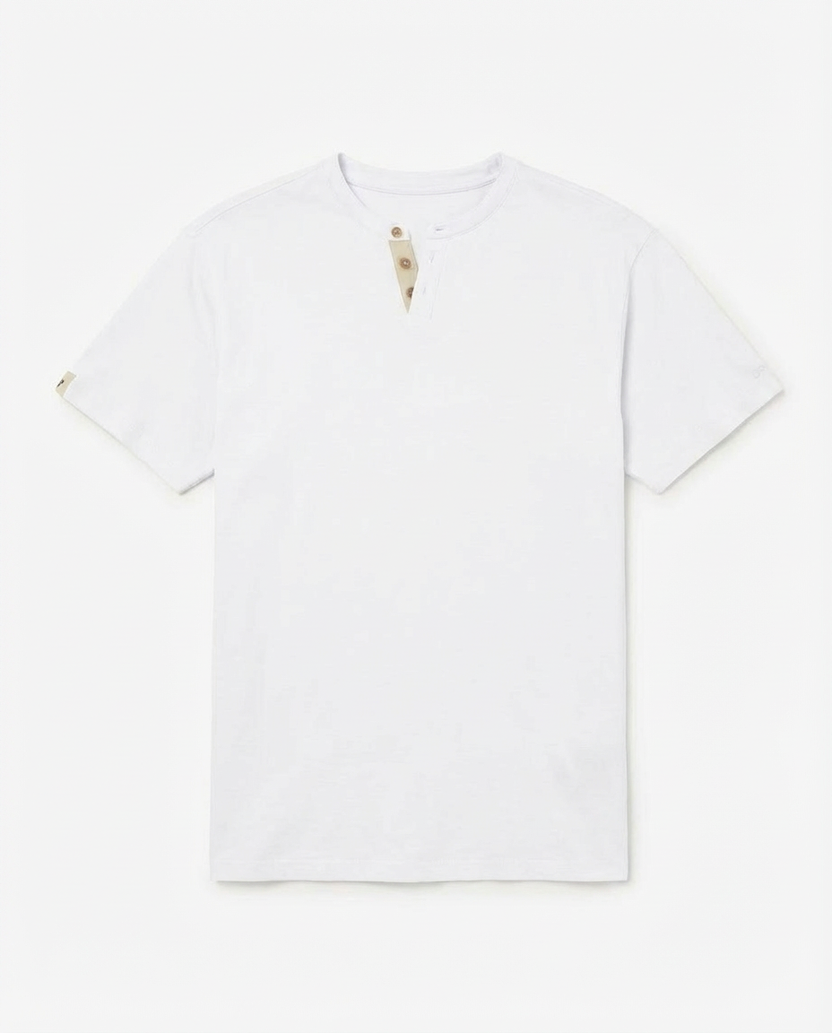 T-shirt cotone collo serafino, manica corta