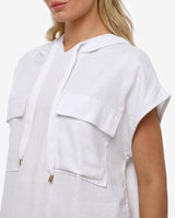 Smanicato tasche cargo con cappuccio in lino