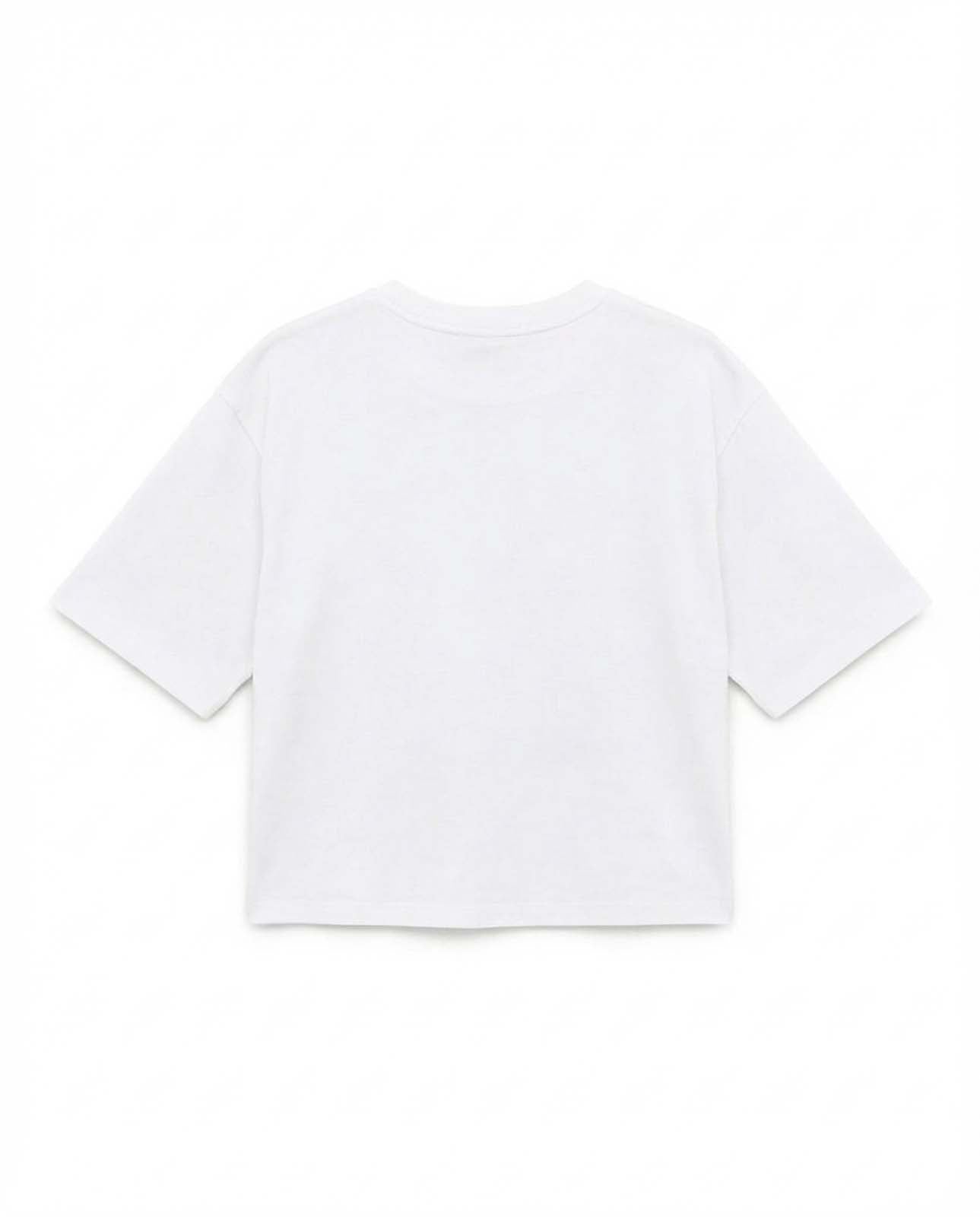 T-shirt stampa mylar con strass in cotone