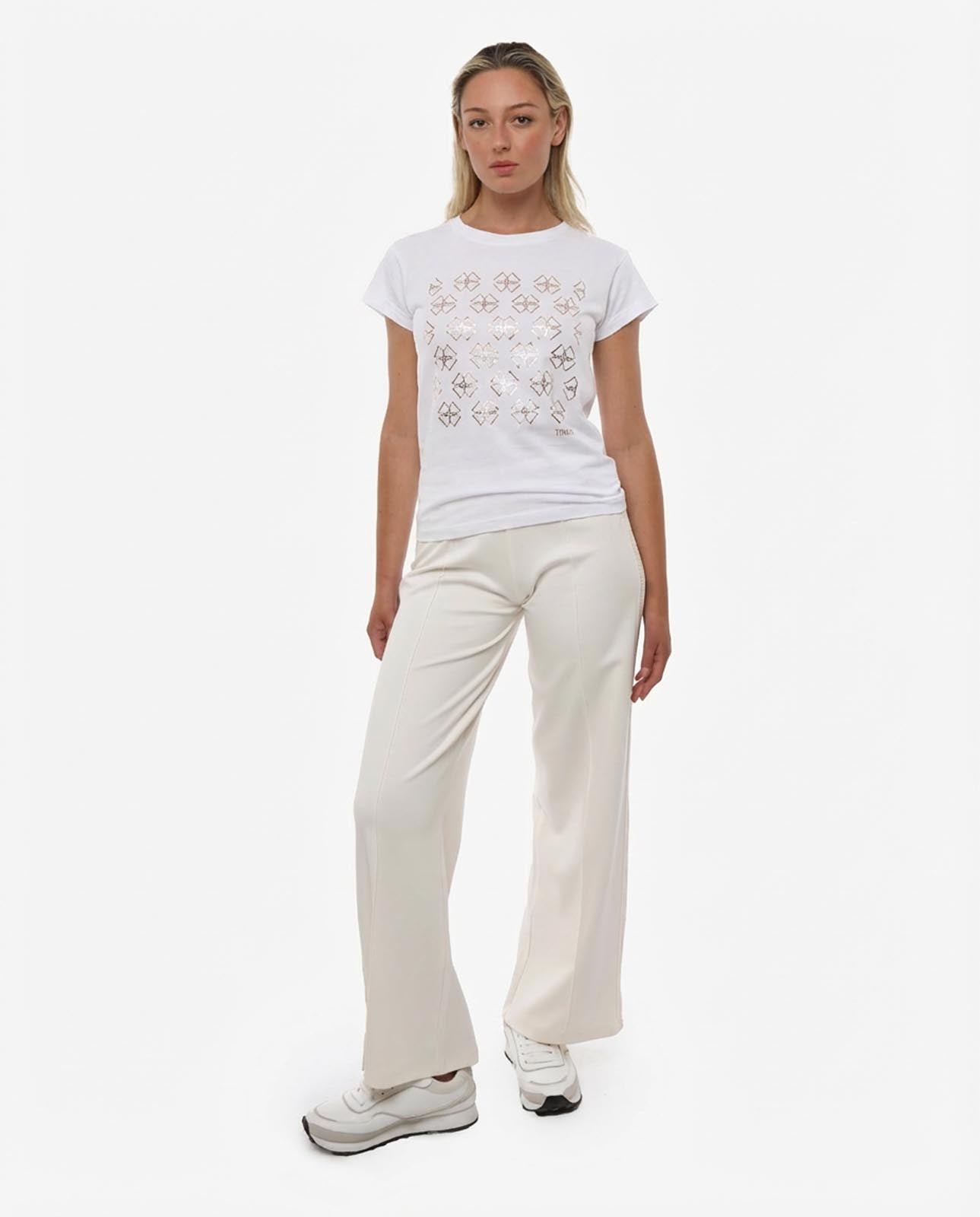 T-shirt con paillettes in cotone