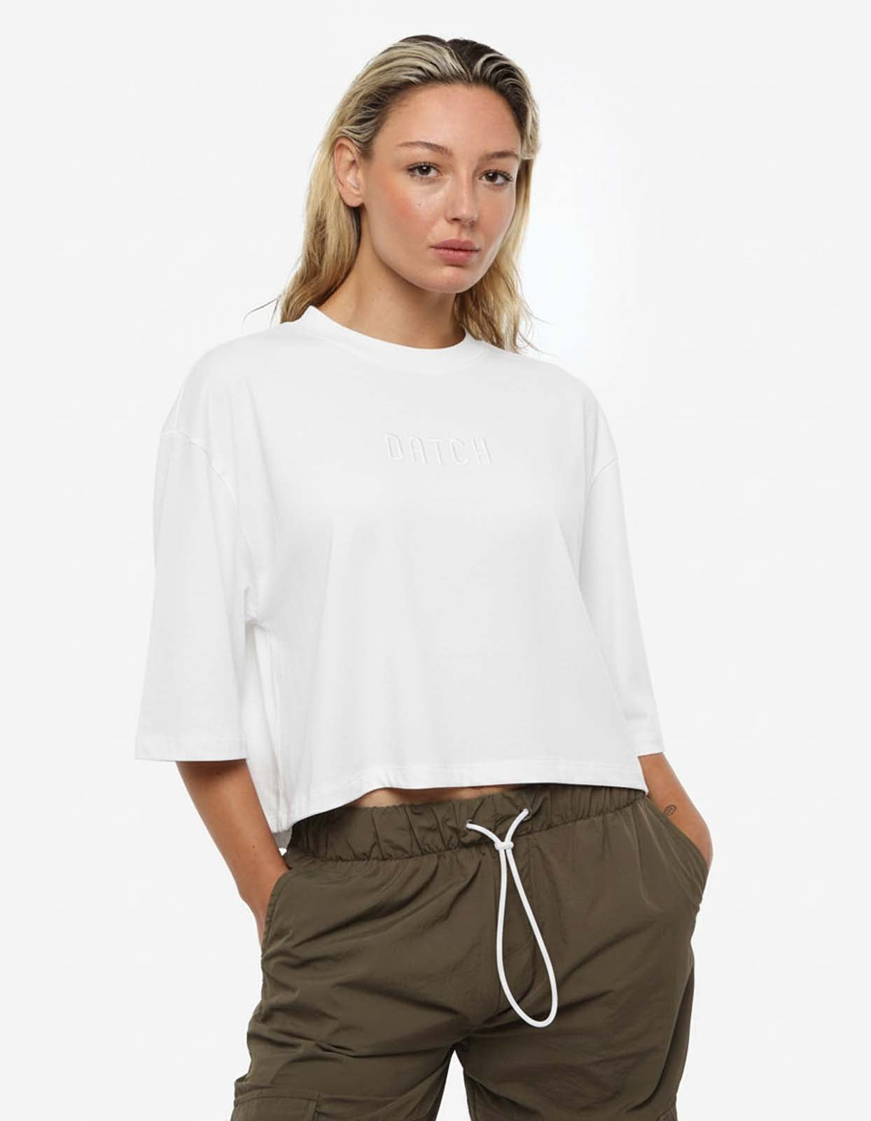 T-shirt cropped taglio over in cotone