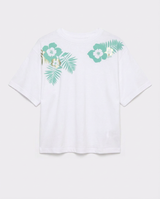 T-shirt stampa mylar cropped in cotone