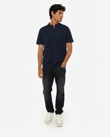 Polo collo serafino, manica corta in cotton