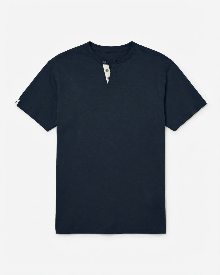 T-shirt cotone collo serafino, manica corta
