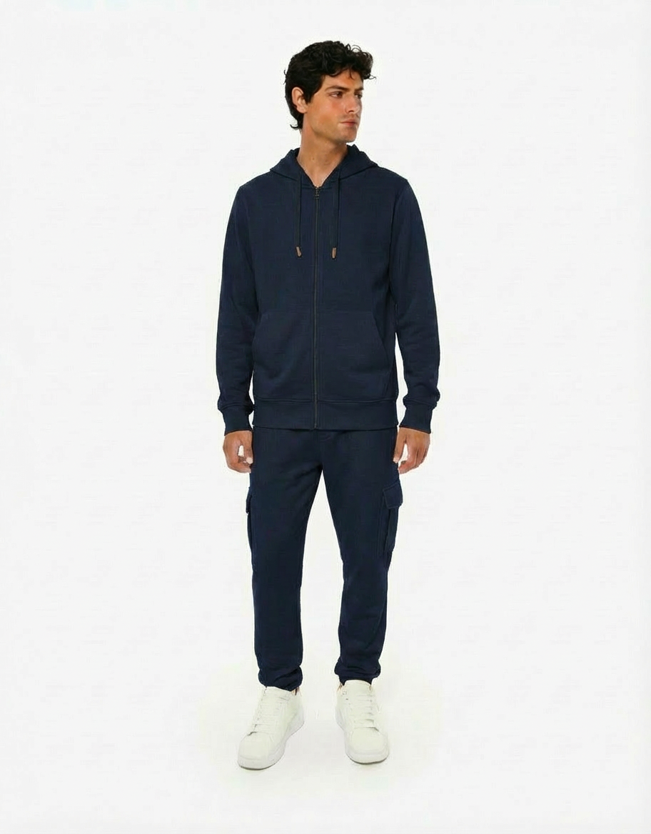 Felpa zip frontale, con cappuccio cotton