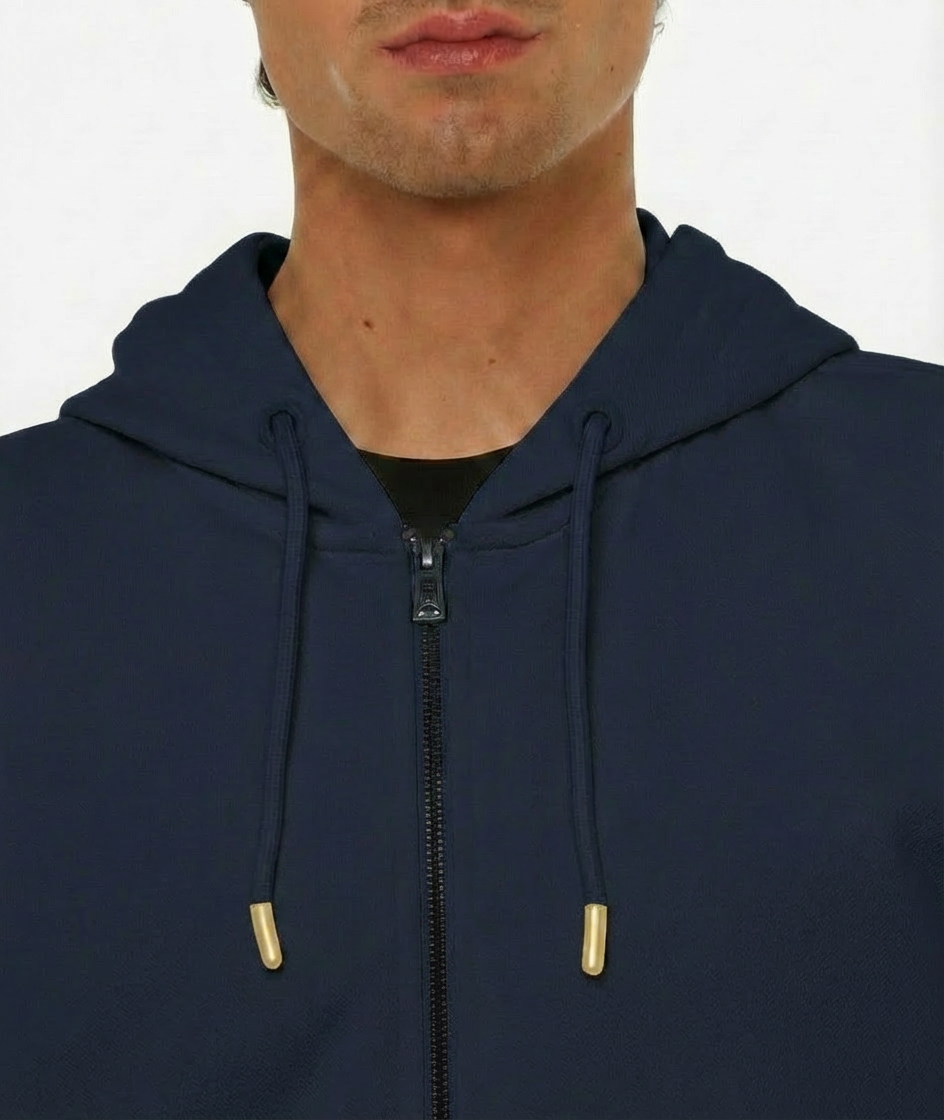 Felpa zip frontale, con cappuccio cotton
