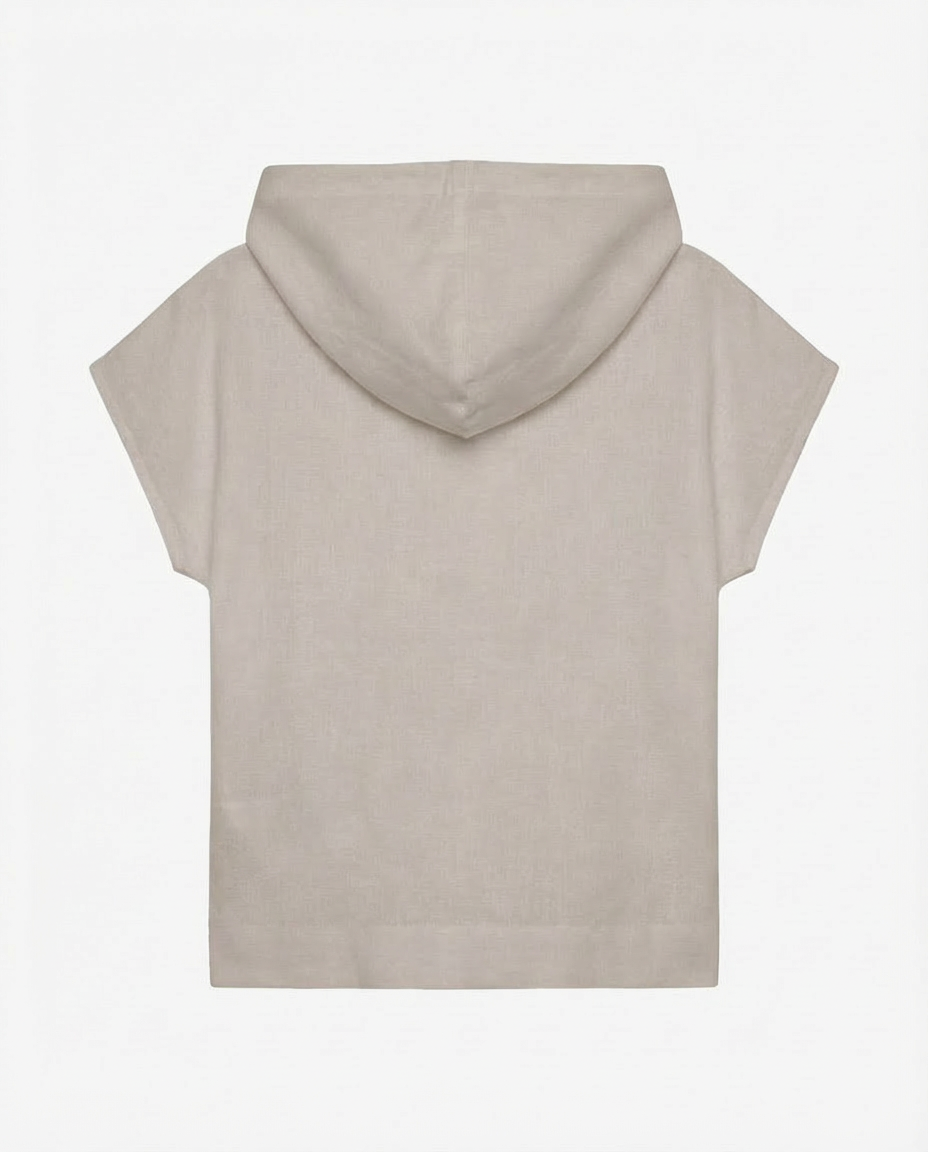 Smanicato tasche cargo con cappuccio in lino