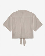Camicia collo coreano in lino Rose Moro