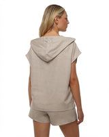 Smanicato tasche cargo con cappuccio in lino