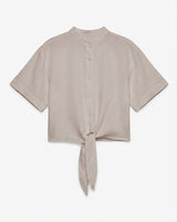 Camicia collo coreano in lino Rose Moro